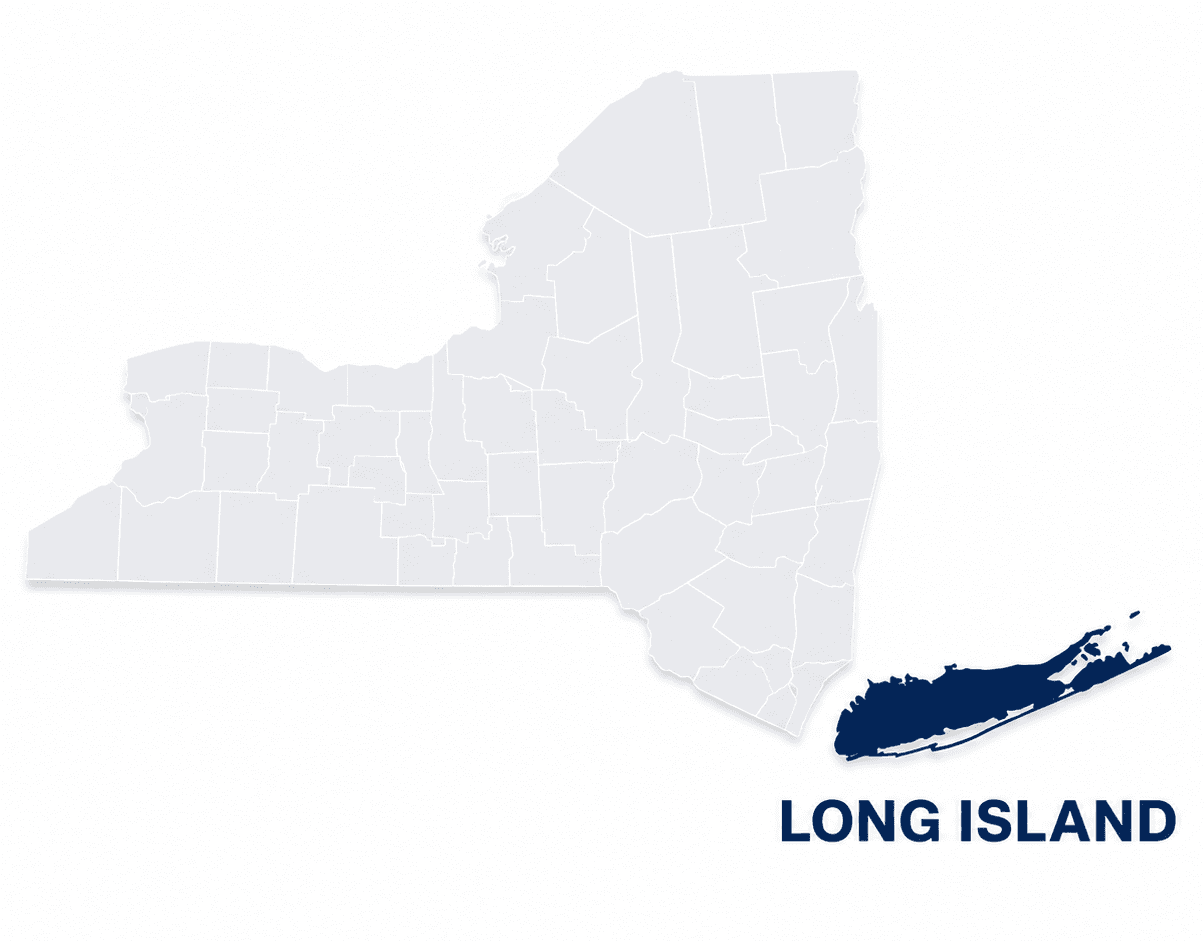 Map showing New York City and Long Island