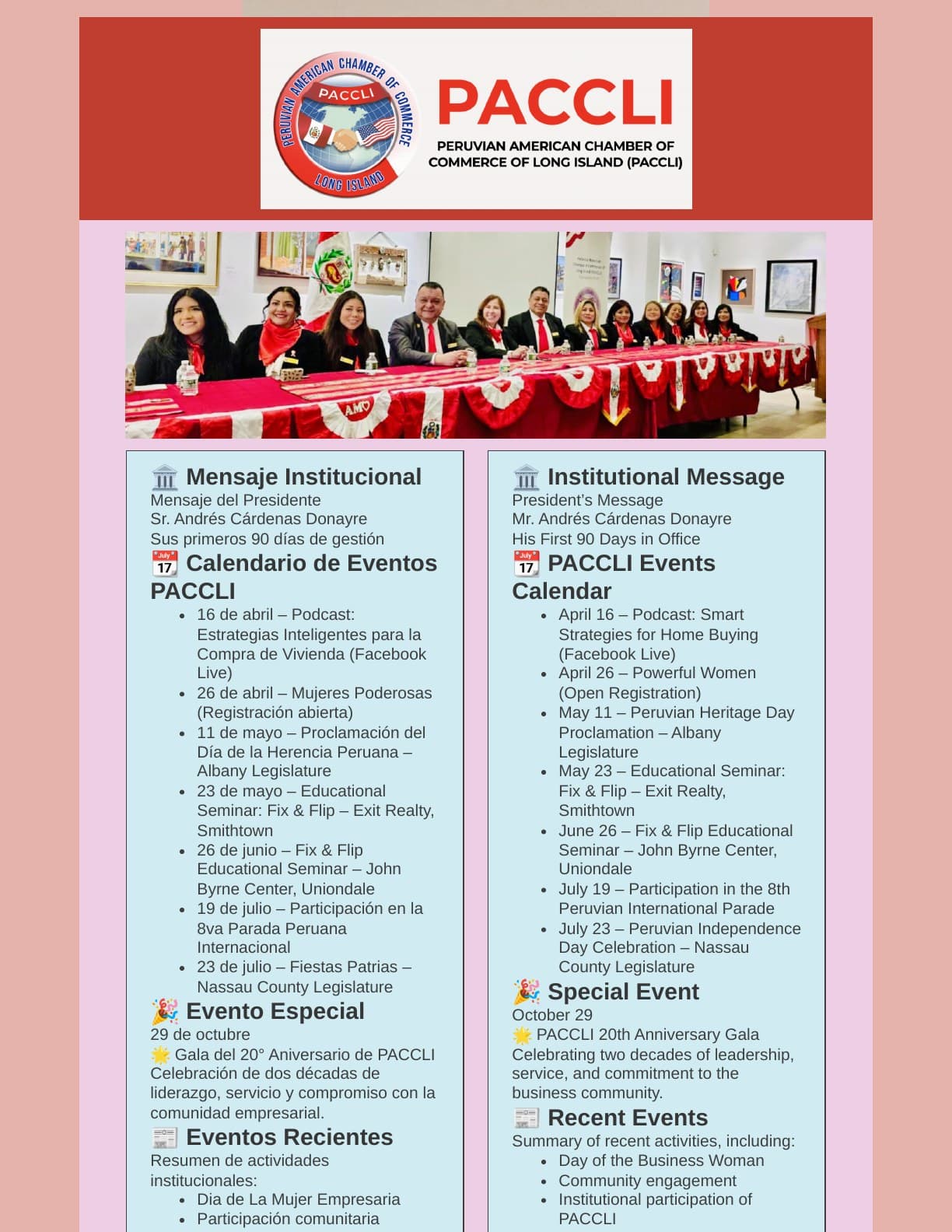 April 2026 PACCLI newsletter cover