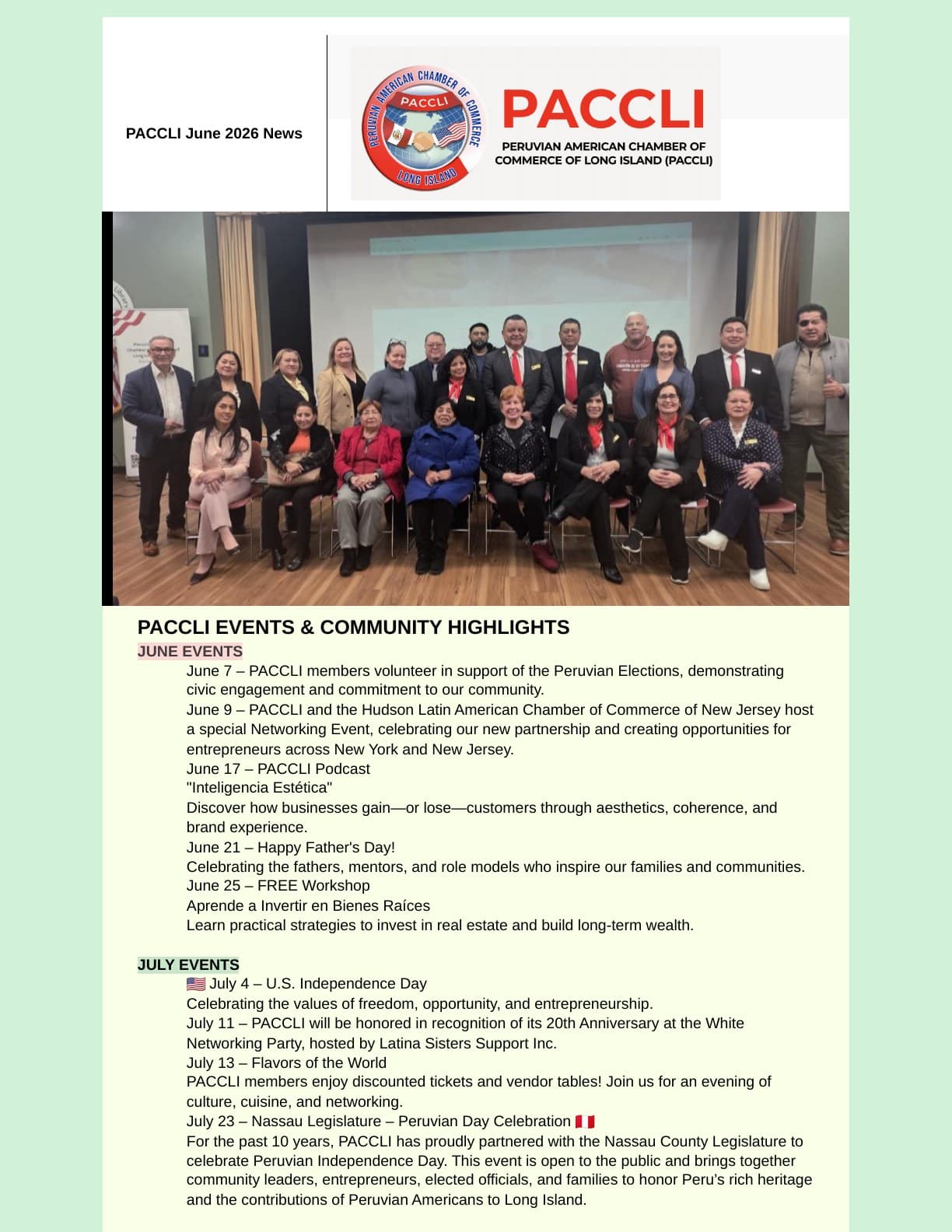 June 2026 PACCLI newsletter cover