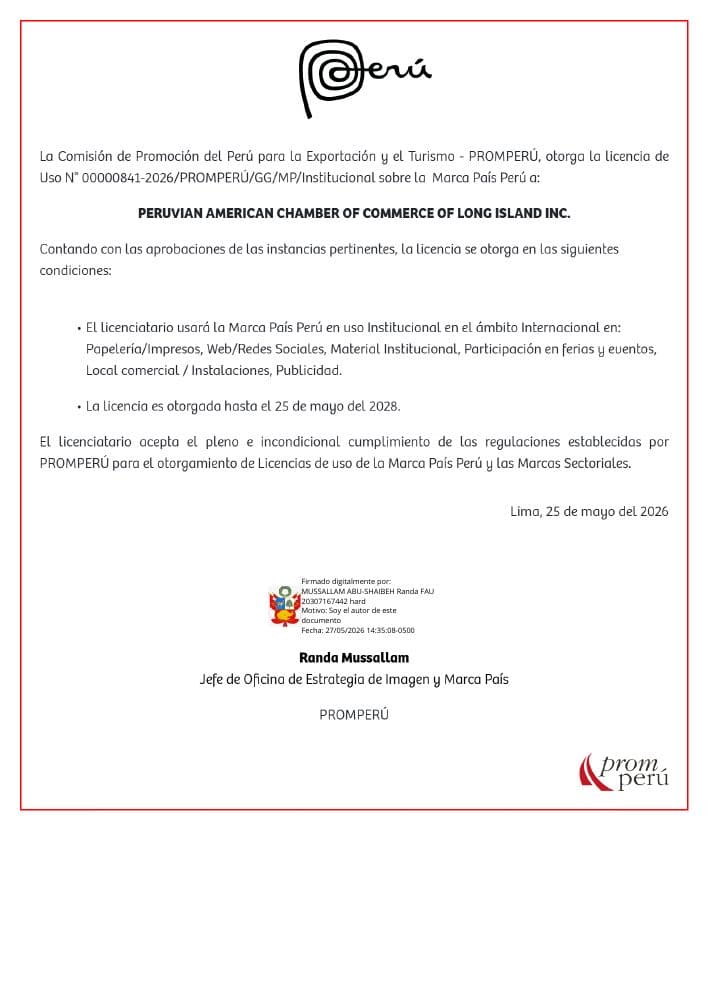 PROMPERU Country Brand License document preview